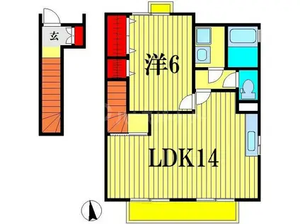 グリーンヴィラ カラビナK(1LDK/2階)の間取り写真