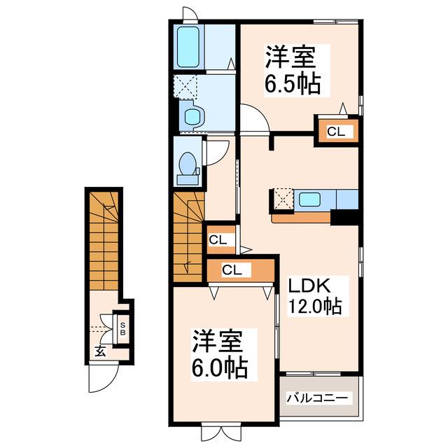 コゥジィーコート(2LDK/2階)の間取り写真