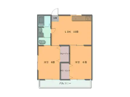 コーポラスY(2LDK/1階)の間取り写真