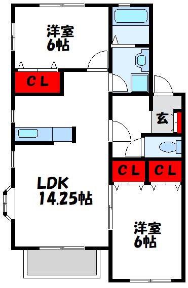 ピュアハイツIIB(2LDK/1階)の間取り写真