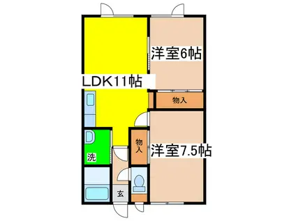 コーポサンシティ(2LDK/2階)の間取り写真