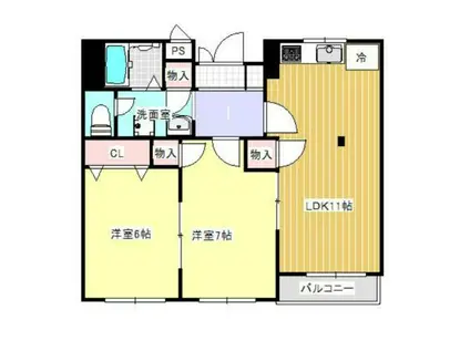 レーベンハイツ湘南(2LDK/1階)の間取り写真