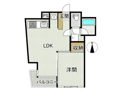 シハラマンション段山(1LDK/2階)の間取り写真