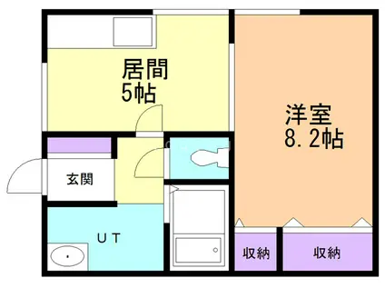 フラット淋城C(1DK/1階)の間取り写真