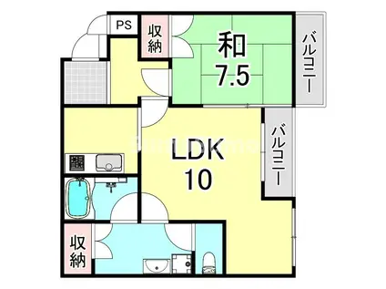 プレシードB棟(1LDK/3階)の間取り写真