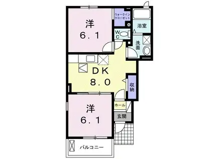 ソレイユフィールドI(2DK/1階)の間取り写真