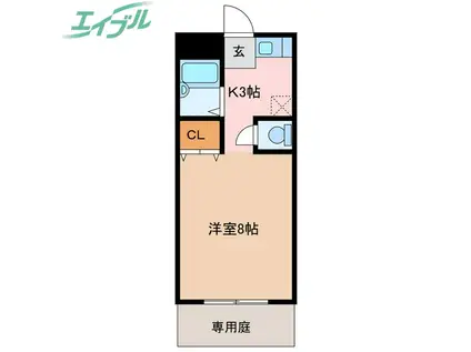 カーサグロリアス(1K/1階)の間取り写真