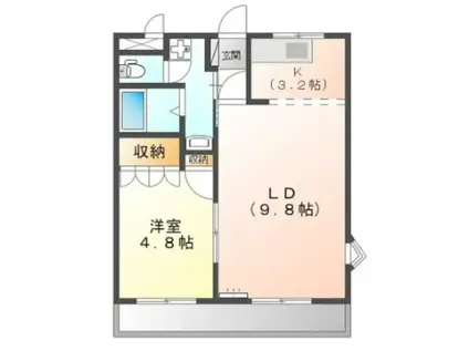 ピアコート木原(1LDK/2階)の間取り写真