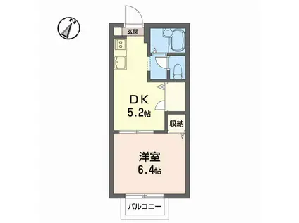 ディアス住吉(1DK/1階)の間取り写真