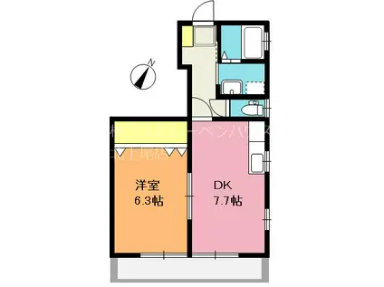 グリーンハイツヨコイA(1DK/1階)の間取り写真