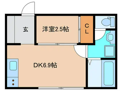 SORANONE C棟(1DK/2階)の間取り写真