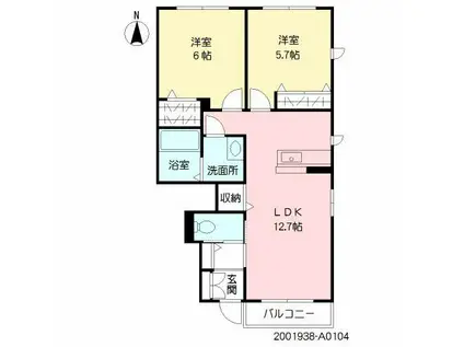 マリンガーデン(2LDK/1階)の間取り写真