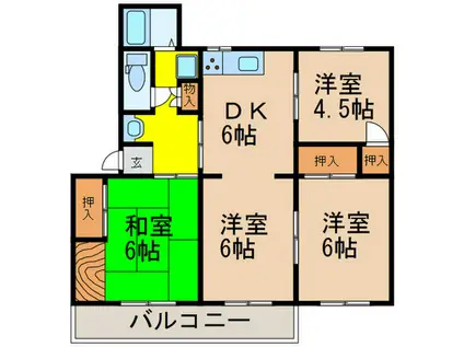 公社清和台5号棟(4DK/2階)の間取り写真
