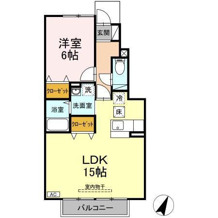 ビリディアン(1LDK/1階)の間取り写真
