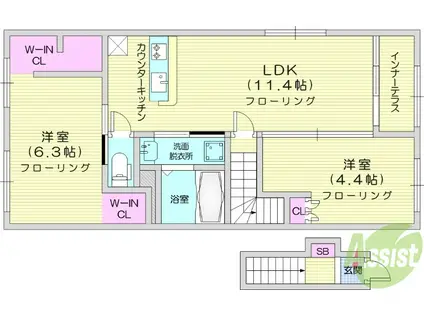 AMORE PATRIA(2LDK/2階)の間取り写真