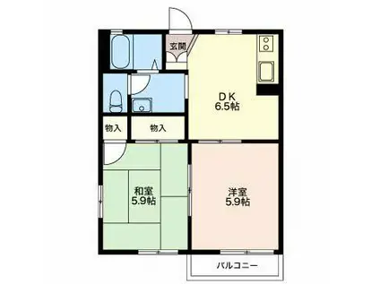 原町アパートメント北(2DK/1階)の間取り写真