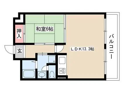 ファルコン熱田(1LDK/3階)の間取り写真