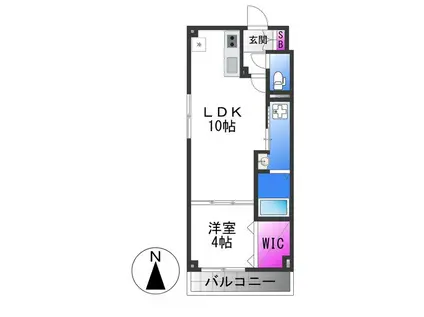 アリビラ鶴橋(1LDK/4階)の間取り写真