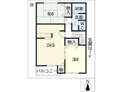 パークヒルズA(2DK/2階)の間取り写真