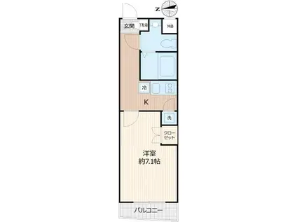 ビバリーホームズ下赤塚(1K/3階)の間取り写真