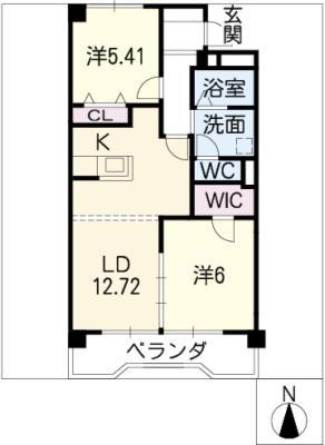 グリーンハイム三陽(2LDK/4階)の間取り写真