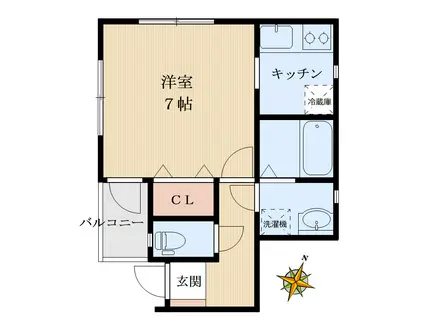 Yハウス(1K/1階)の間取り写真