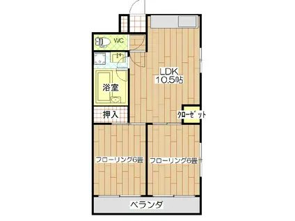 グランドール東寺尾(2LDK/4階)の間取り写真