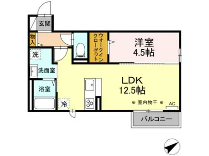 D-ROOMみたけII(1LDK/2階)の間取り写真