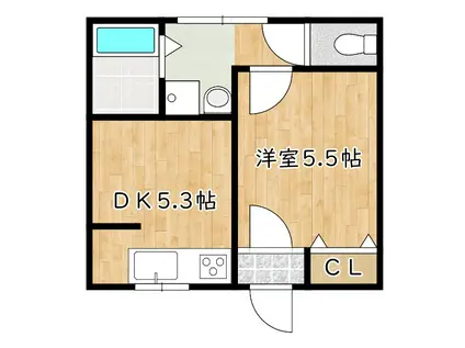 サニーハイツ(1DK/2階)の間取り写真