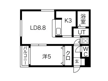 APRICOUR I(1LDK/4階)の間取り写真