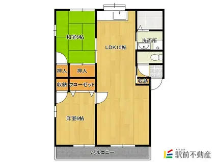 エスタシオン鍋島(2LDK/2階)の間取り写真