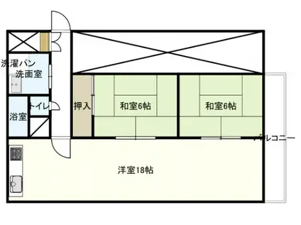 シャロン長田(2LDK/2階)の間取り写真