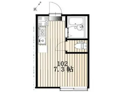 AZESTRENT上池台102(ワンルーム/1階)の間取り写真