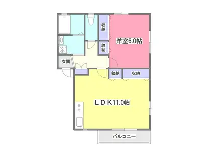 ドミールプラン・フミ(1LDK/2階)の間取り写真