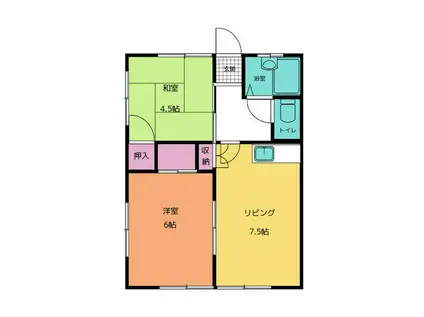 藤井原ハイツ(2DK/1階)の間取り写真