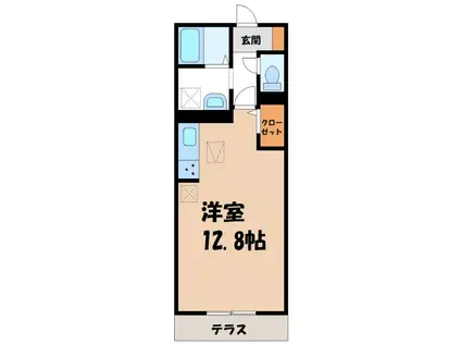 カスタリアIV(ワンルーム/1階)の間取り写真