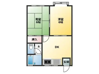 久里浜海岸ハウス(2DK/1階)の間取り写真