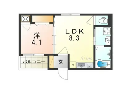 F ASECIA 新今里(1LDK/3階)の間取り写真