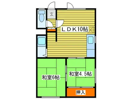 居鶴ハイツ(2LDK/3階)の間取り写真