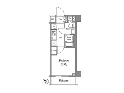 GENOVIA南行徳SKYGARDEN(1K/2階)の間取り写真