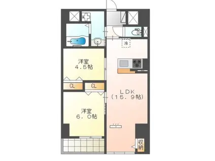 アーバンパレス(2LDK/1階)の間取り写真