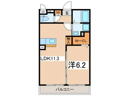 パークサイドメゾン小瀬(1LDK/2階)の間取り写真