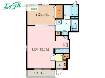 近鉄山田線 松阪駅 徒歩35分 2階建 築15年(1LDK/1階)の間取り写真