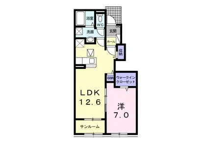 メゾン フルリ一ル(1LDK/1階)の間取り写真
