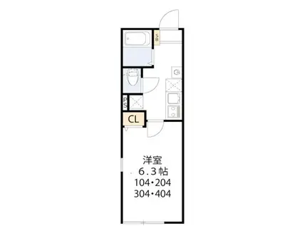 ティーグル足立島根(1K/1階)の間取り写真