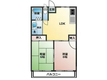 グランドハイム秋元(2LDK/2階)の間取り写真