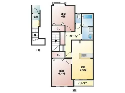 プリメーラ(2DK/2階)の間取り写真