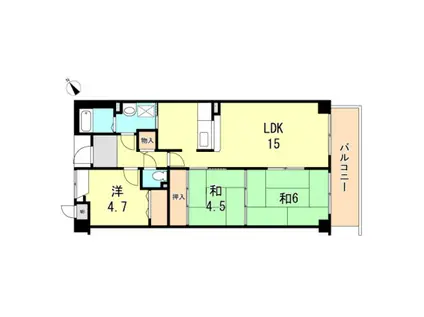 高倉山ハイツ(3LDK/3階)の間取り写真