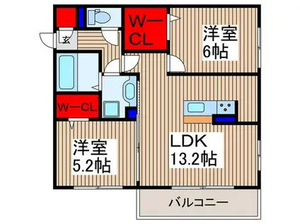 グラシューズ(2LDK/1階)の間取り写真
