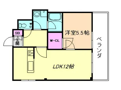 ロイヤル21(1LDK/3階)の間取り写真